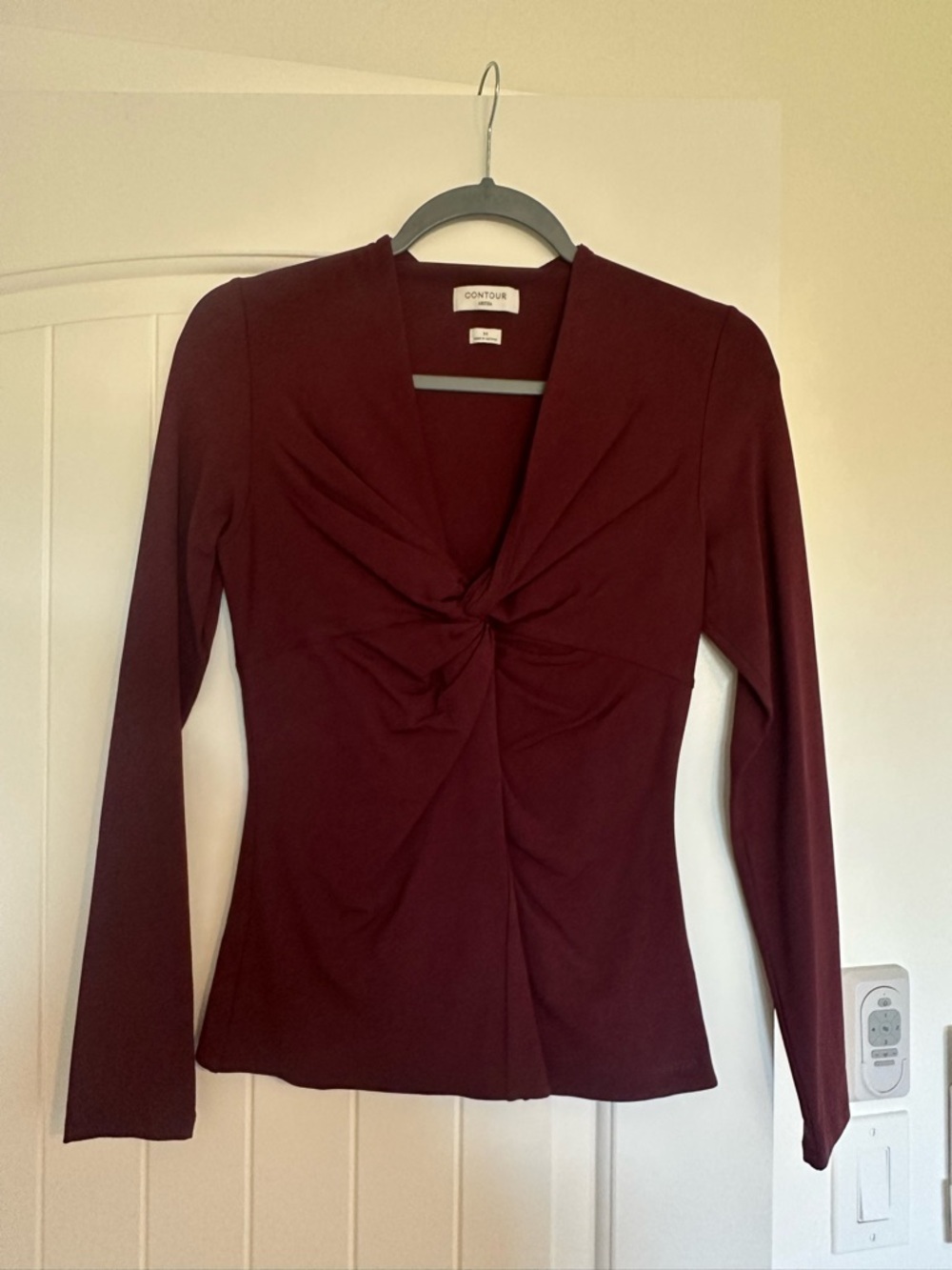 Aritzia Long-Sleeve Twist Front Top - Wine